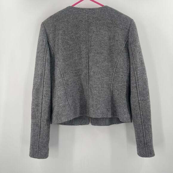 ANN TAYLOR Blazer Size Medium Wool Blend Gray Business Casual Office Work Career - Picture 2 of 13